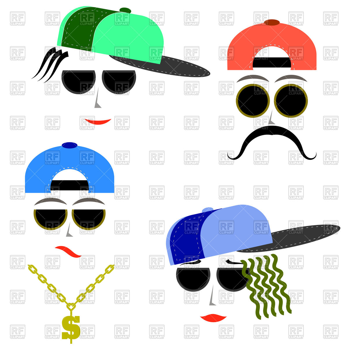 1200x1200 Hip Hop Boys Faces Royalty Free Vector Clip Art Image