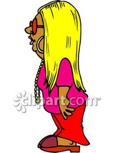 225x300 Hippie Chick Wearing Love Beads And Clogs Royalty Free Clipart Picture