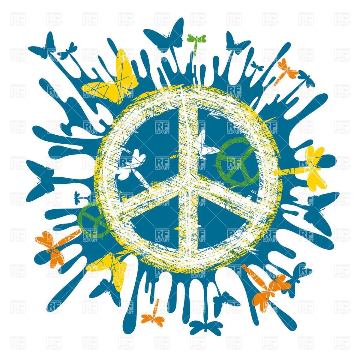 1200x1200 Abstract Artistic Hippie Peace Symbol Royalty Free Vector Clip Art