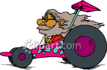 350x230 Royalty Free Clipart Image Long Hair Hippie Driving A Pink