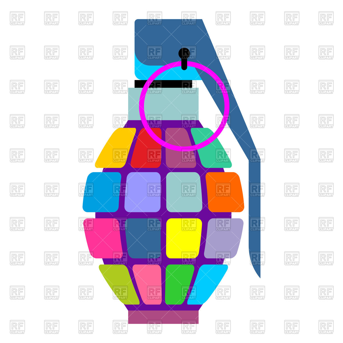1200x1200 Colorful Hand Grenade For Hippies Royalty Free Vector Clip Art