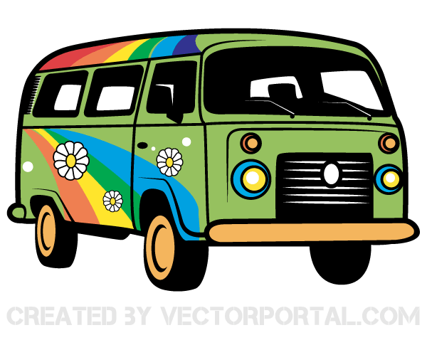 600x485 Hippie Van Vector Art 123freevectors