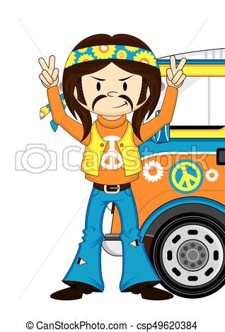 318x470 Hippie Boy Amp Van. Cute Cartoon Flower Power Hippie Boy