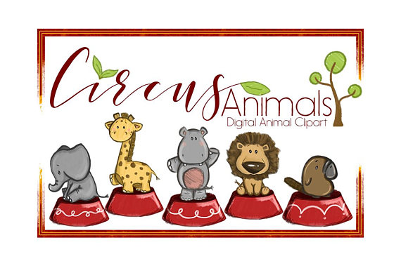 570x379 Circus Animal Clipart Watercolor Clipart Animal Clipart Cartoon