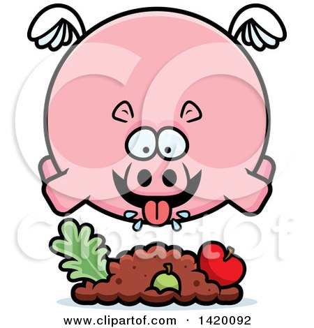 450x470 Clipart Of A Cartoon Chubby Crazy Hippo Flying
