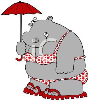 309x350 Cartoon Of A Lady Hippo Wearing A Bikini