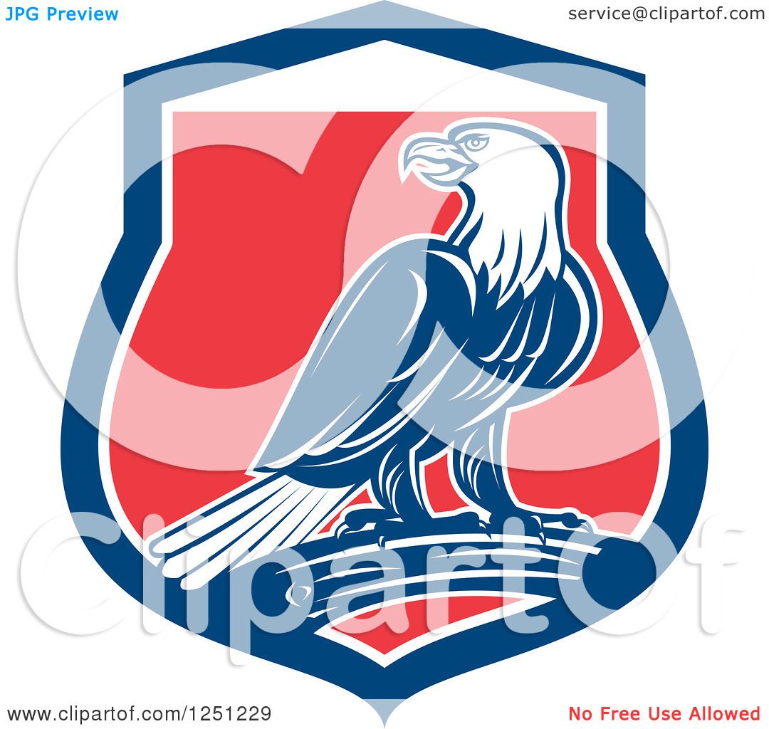 1080x1024 Clipart Of A Retro Bald Eagle In A Red White And Blue Shield
