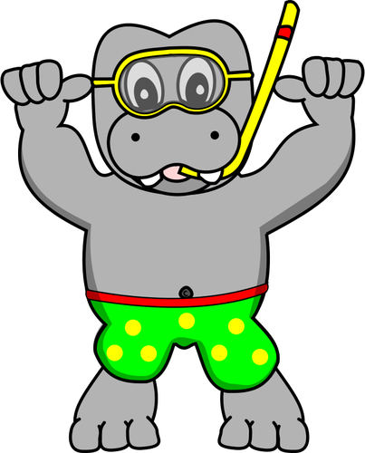403x500 Snorkeling Hippo Vector Image Public Domain Vectors