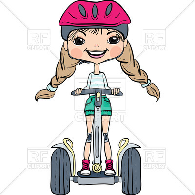 400x400 Cartoon Hipster Girl Rides On Segway In A Helmet And Knee Pads