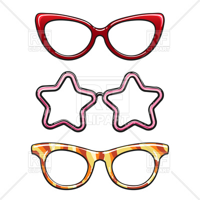 400x400 Colorful Hipster Eyeglasses Set On White Background Royalty Free