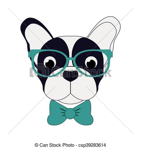 450x470 Flat Design Hipster French Bulldog Icon Vector Illustration Vector