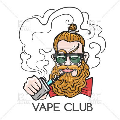 400x400 Hipster Smoking E Cigarette Drawn In Cartoon Style Royalty Free