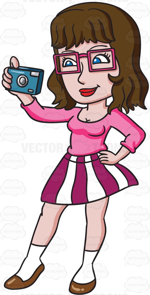 523x1024 A Female Hipster Taking Photos Cartoon Clipart Vector Toons