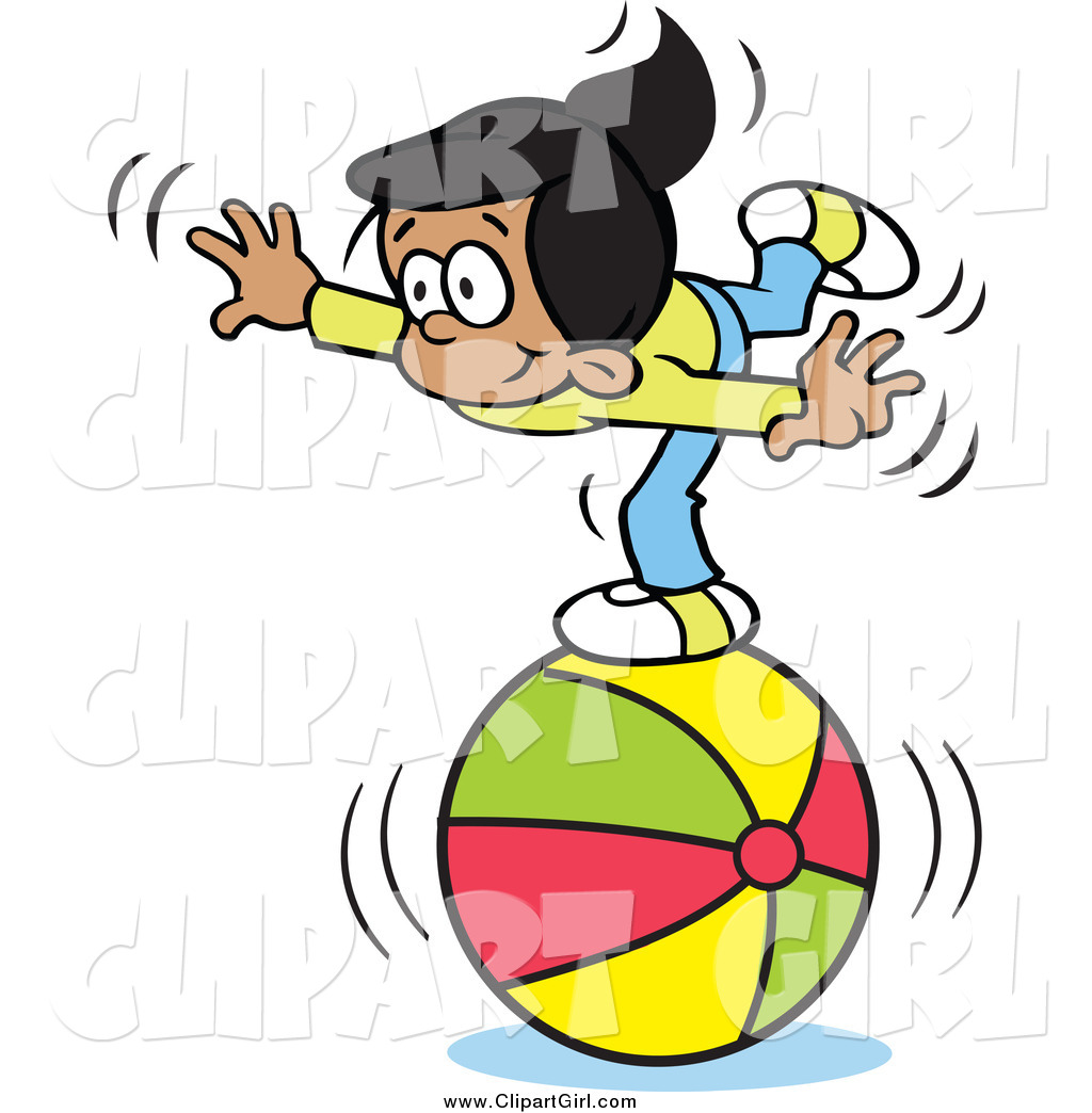 1024x1044 Clip Art Of A Talented Hispanic Girl Balancing On A Beach Ball By
