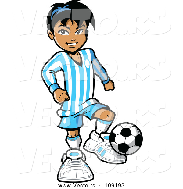 600x620 Vector Of A Hispanic Kid Playing Soccer By Clip Art Mascots