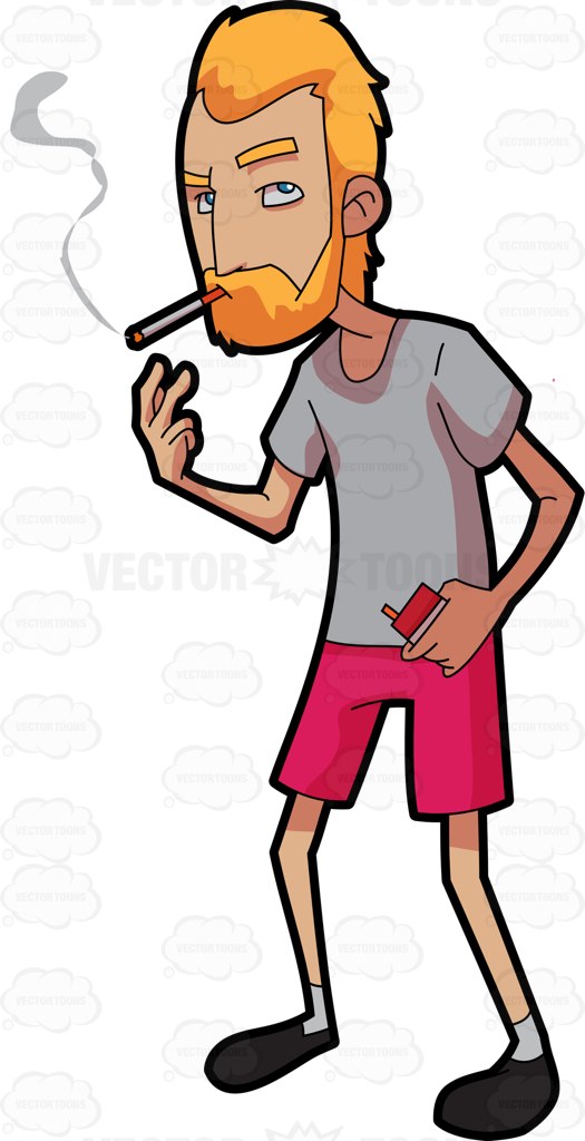 525x1024 A Hobo Smoking Cigarette Cartoon Clipart Vector Toons