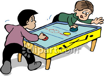 350x255 Two Friends Playing Air Hockey