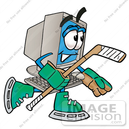 450x450 Clip Art Graphic Of A Desktop Computer Cartoon Character Playing