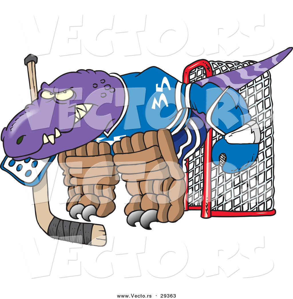 1024x1044 Vector Of A Cartoon Raptor Dino Goalie By Toonaday