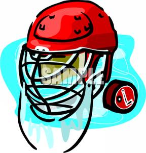 288x300 Art Image A Red Hockey Helmet And Puck