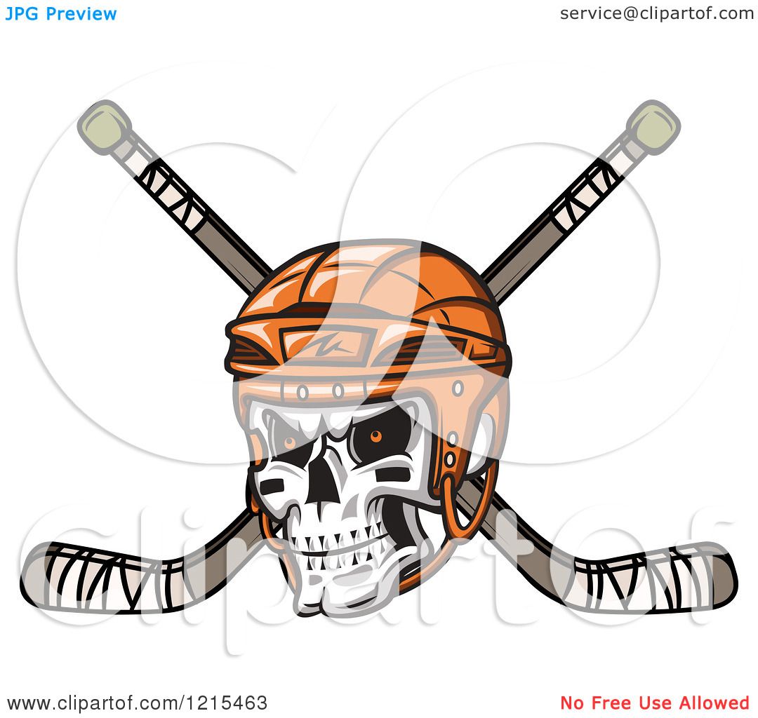 1080x1024 Clipart Of A Grinning Skull With An Orange Hockey Helmet Over