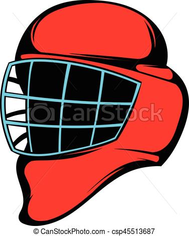 377x470 Red Hockey Helmet With Cage Icon, Icon Cartoon. Red Hockey