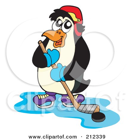 450x470 Clipart Of A Happy Caucasian Male Ice Hockey Player