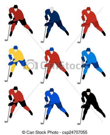 383x470 Set Vector Hockey Players In The National Jerseys Clipart Vector