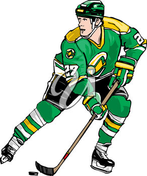 292x350 Clipart Illustration Of A Hockey Player