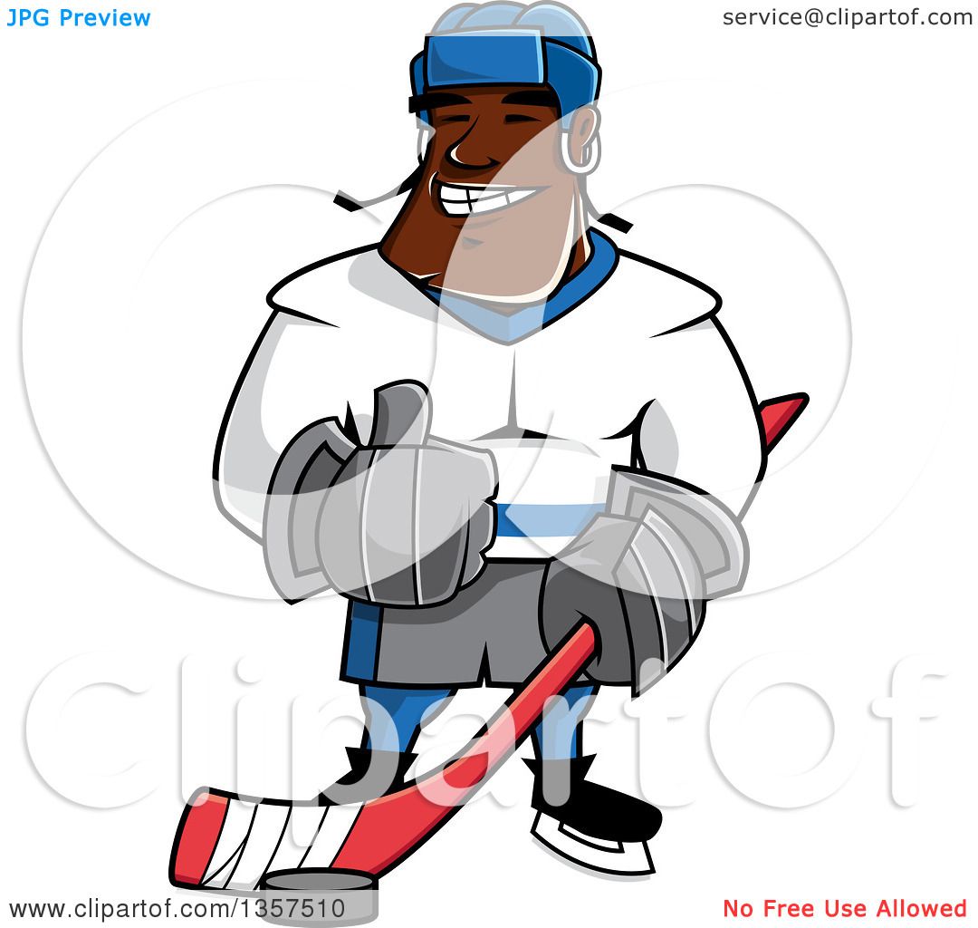 1080x1024 Clipart Of A Cartoon Black Male Ice Hockey Player Giving A Thumb