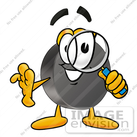 450x450 Clip Art Graphic Of An Ice Hockey Puck Cartoon Character Looking