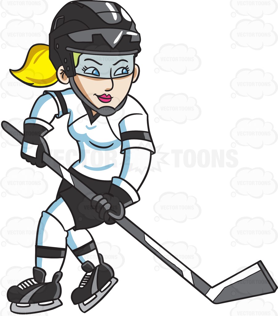 903x1024 A Female Hockey Player Swirls Into The Ice Rink Cartoon Clipart