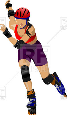 234x400 Roller Skates Girl In Helmet Royalty Free Vector Clip Art Image