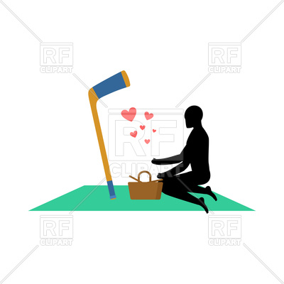 400x400 Guy And Hockey Stick On Picnic Royalty Free Vector Clip Art Image