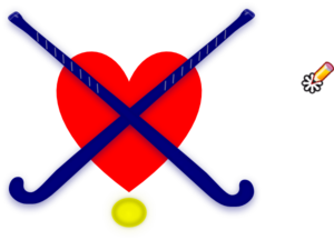 300x216 Hockey Sticks Blue With Heart Clip Art