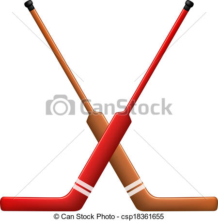 450x457 Two Crossed Hockey Sticks For Goalies On White Background Clipart