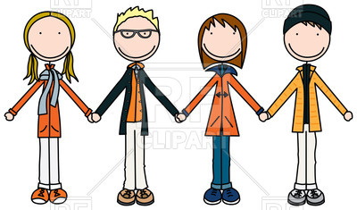 400x235 Kids Holding Hands In Winter Clothes Royalty Free Vector Clip Art