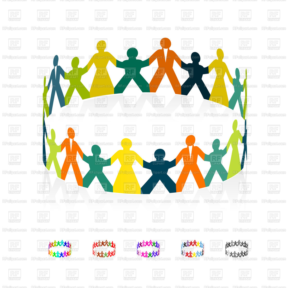 1200x1200 Paper People Holding Hands In Circle Royalty Free Vector Clip Art