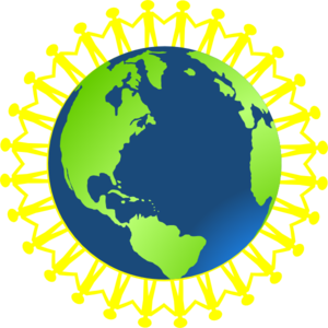 300x300 Children Holding Hands Around Globe Clip Art