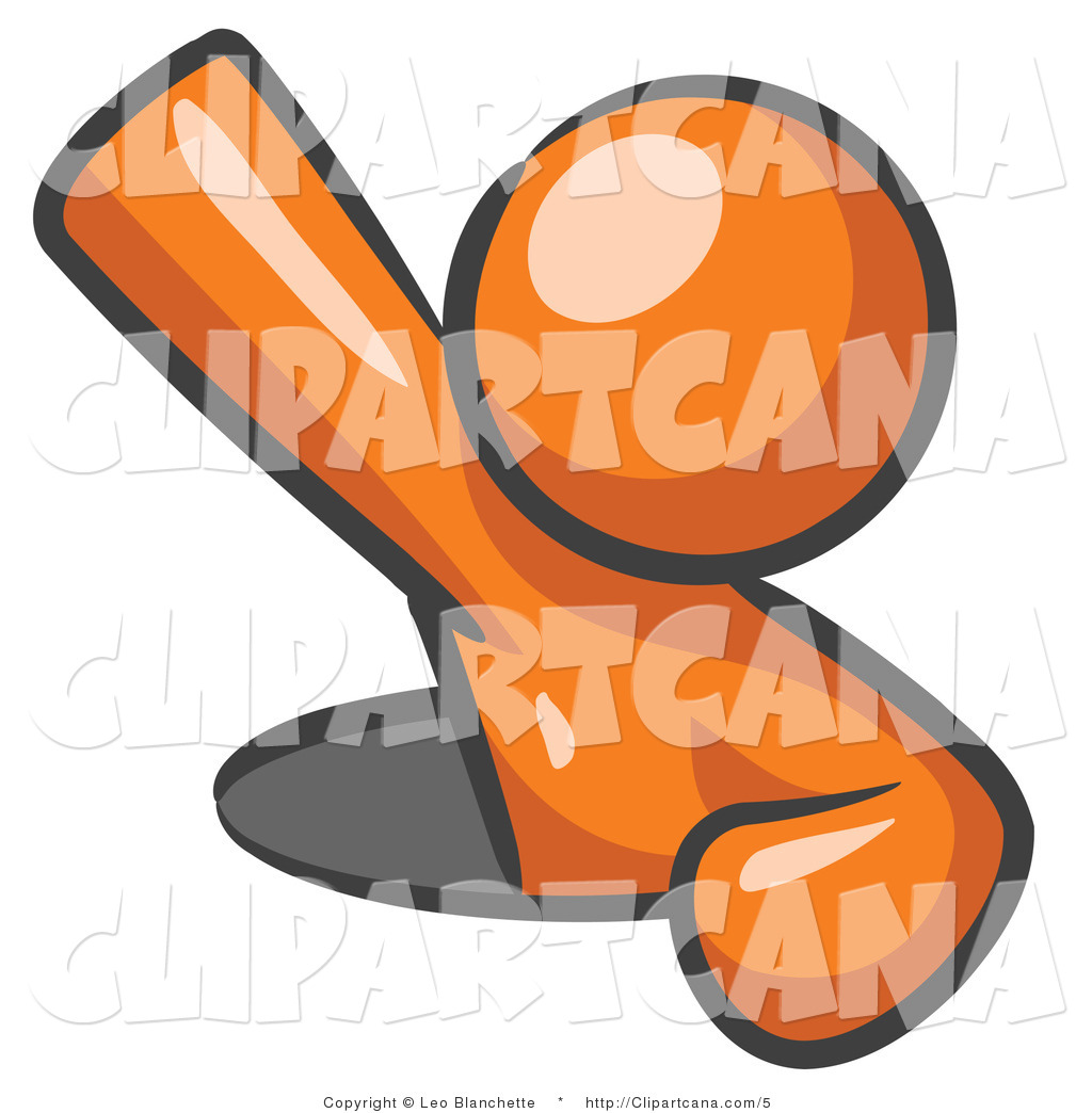 1024x1044 Clip Art Of An Orange Person Waving From A Man Hole By Leo