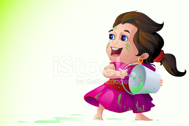 660x440 Kids Playing Holi Festival Stock Vector