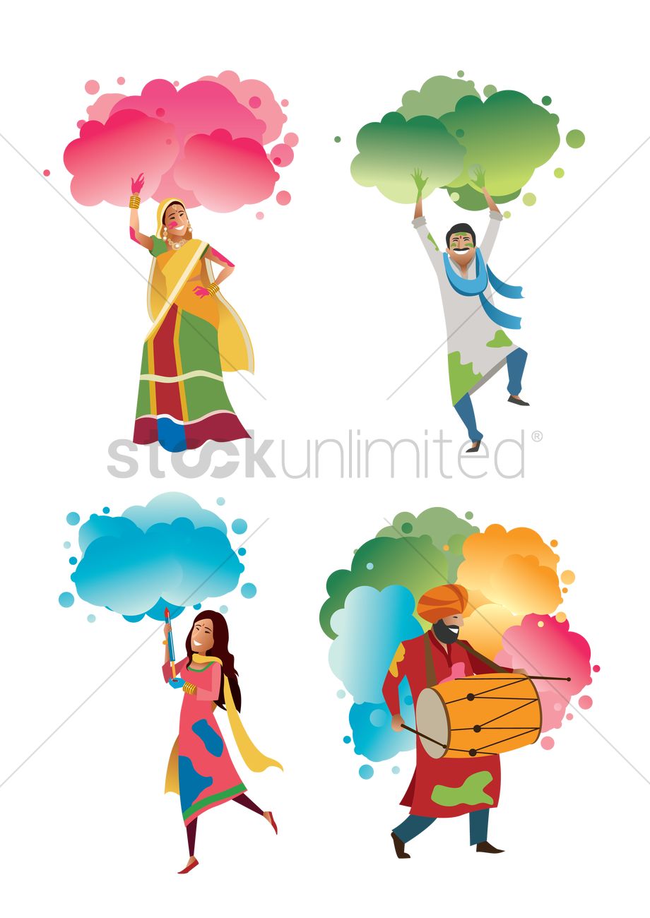 920x1300 Set Of People Celebrating Holi Festival Vector Image