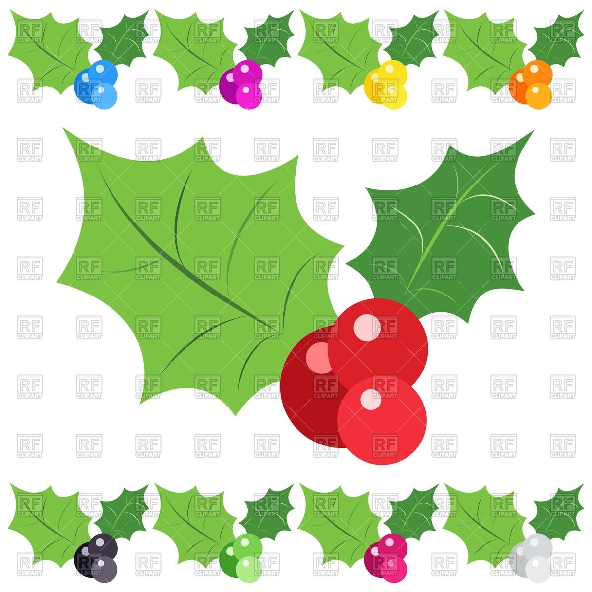 1200x1200 Holly Berry In Different Colours Royalty Free Vector Clip Art