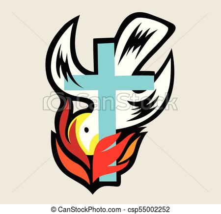 450x436 Holy Spirit Fire With Cross, Art Vector Design Clipart Vector