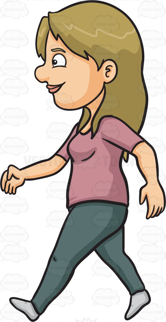 528x1024 A Woman Happily Walks Alone Cartoon Clipart Vector Toons