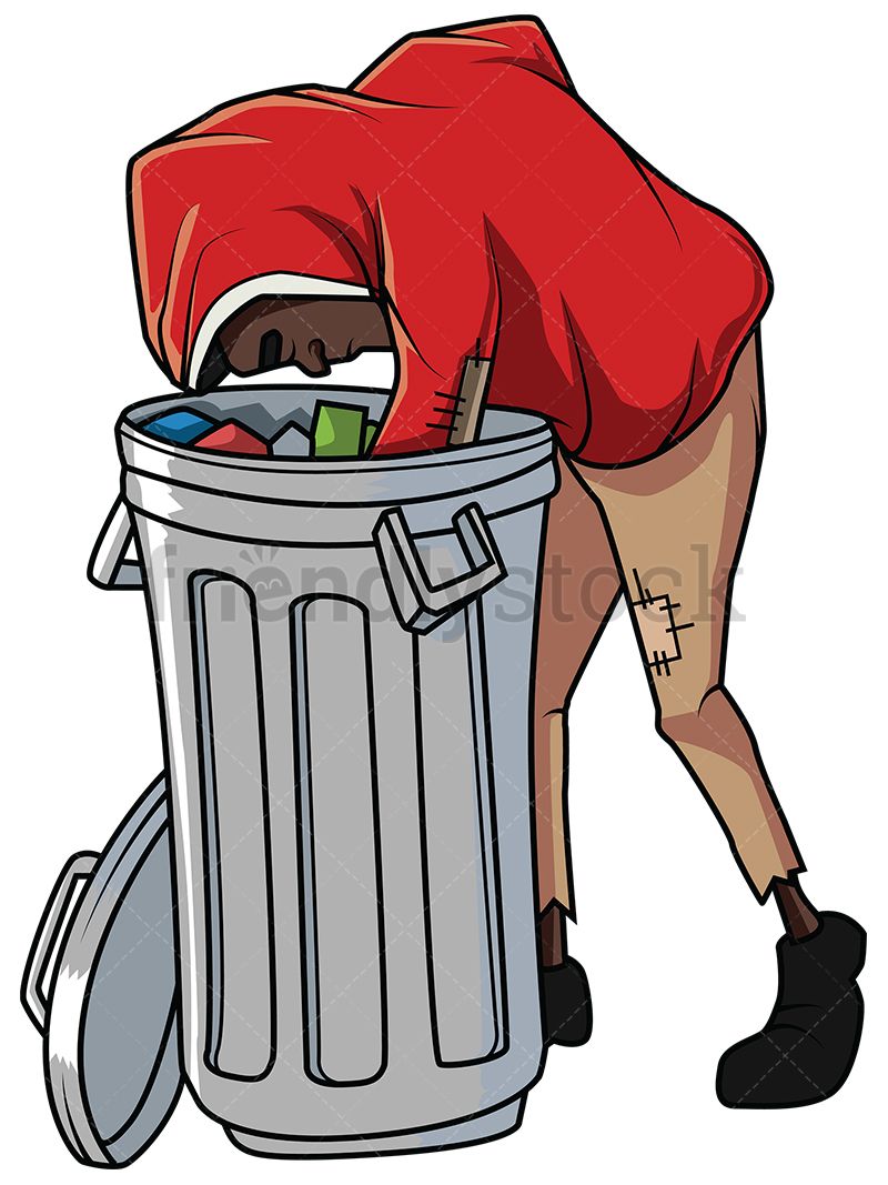 800x1067 Homeless Black Man Looking For Necessities In Trash Can Royalty