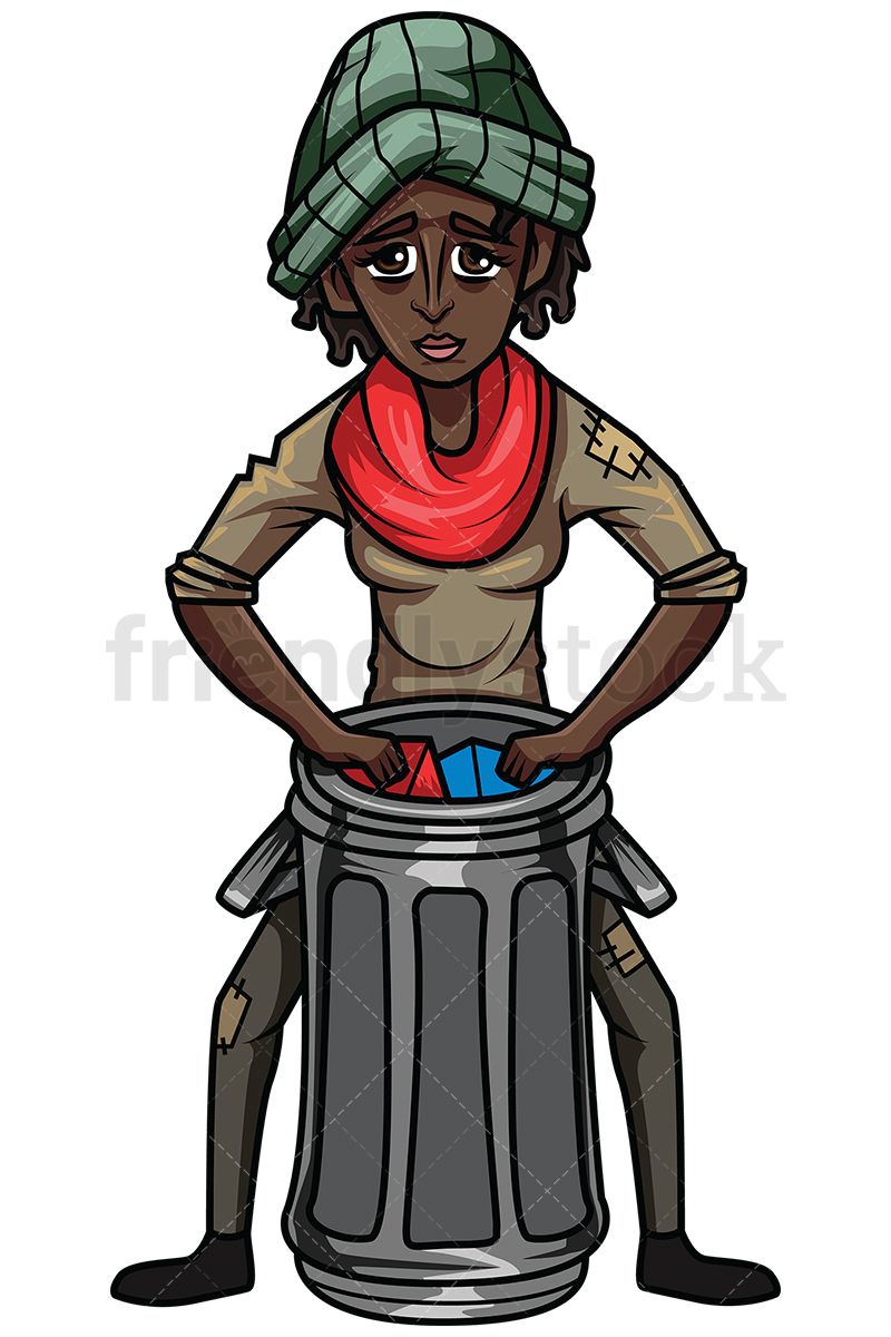 800x1200 Homeless Black Woman Looking For Stuff In Trash Royalty Free