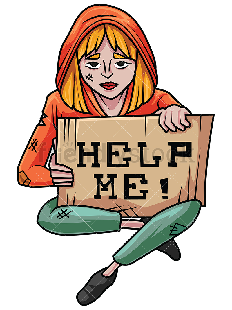 800x1067 Homeless Woman In Need Of Help Vector Cartoon Clipart