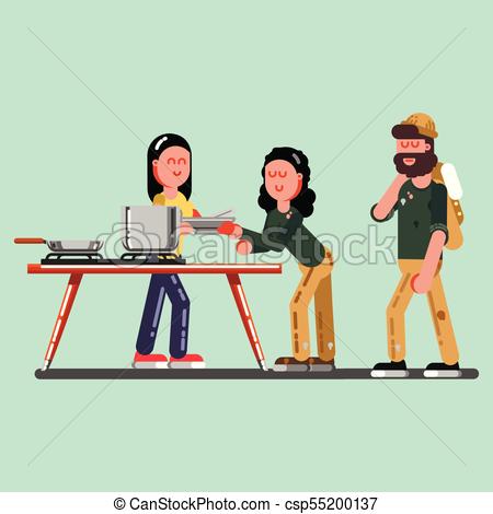 450x470 Voluntire Female Helps In Homeless Shelter. Vector Vectors