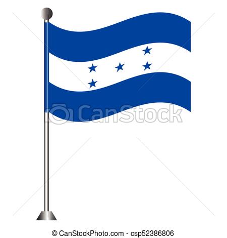 450x470 Flag Of Honduras On A Pole, Vector Illustration Vector Clipart